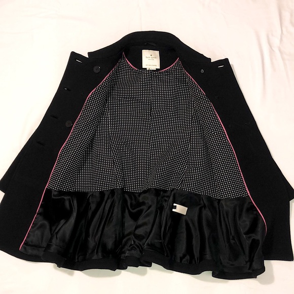 Kate Spade 78%Wool Black Coat Double Button XS - Picture 2 of 9